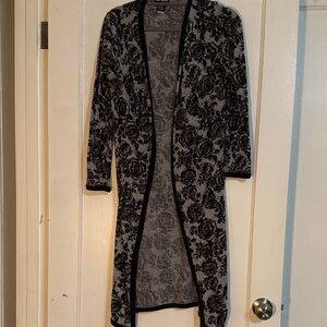 Black and Gray Floral Long Duster cardigan